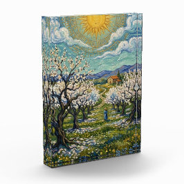 Amandelboomgaard in de stijl van Van Gogh, zonover Fotoblokken