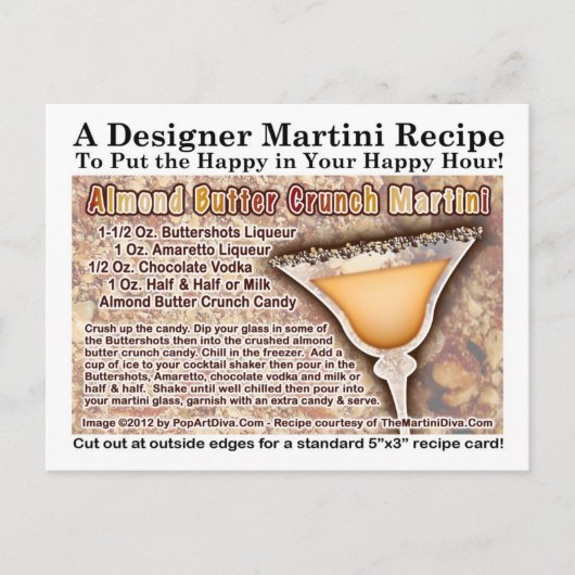 Amandelboter Crunch Martini Recept Briefkaart (Voorkant)