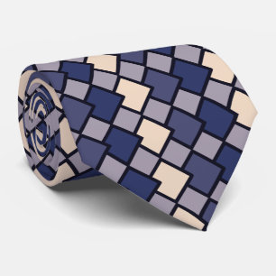Amandelen Paarse Navy Blue Geometrische Diamond Sh Stropdas