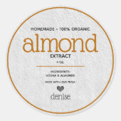 Amandelextract gepersonaliseerd bottellabel ronde sticker (Voorkant)