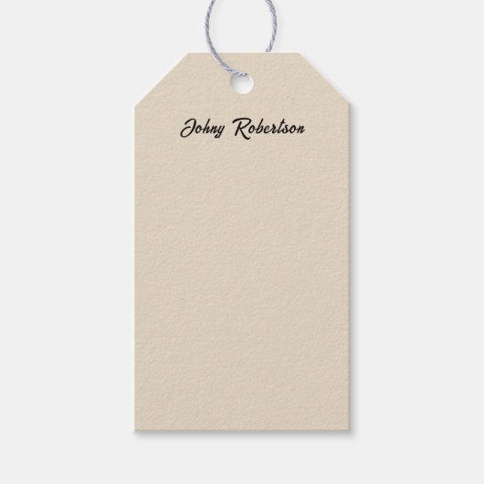 Amandelkleur Eenvoudig Elegant Professioneel Minim Cadeaulabel (Voorkant)