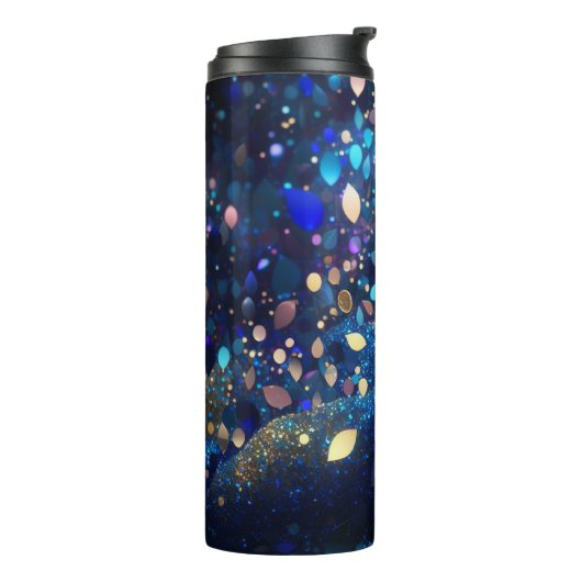 Amandelmarine Blauwe Glitter Thermische Tumbler 12 Thermosbeker (Gedraaid links)