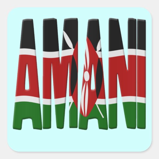 Amani - Peace - Kenya flag Vierkante Sticker (Voorkant)