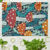 Amanita Magical Mushroom Fern Forest Pattern Theedoek (Gevouwen)