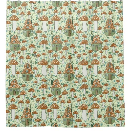 Amanita Magische Paddestoel Village Schattigee Ill Douchegordijn (Voorkant)