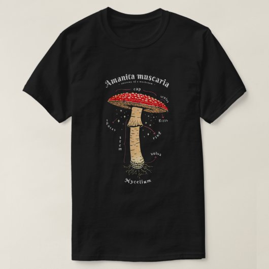 Amanita muscaria Mushroom definition latin art  T-shirt (Design voorkant)