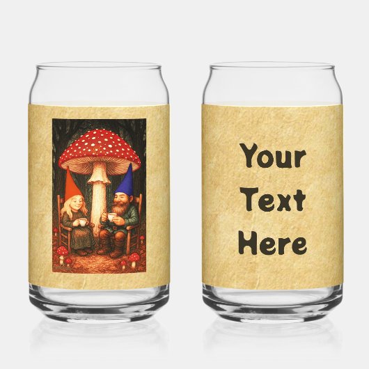 Amanita Mushroom en Gnomes Blikvorm Glas (Voorkant)