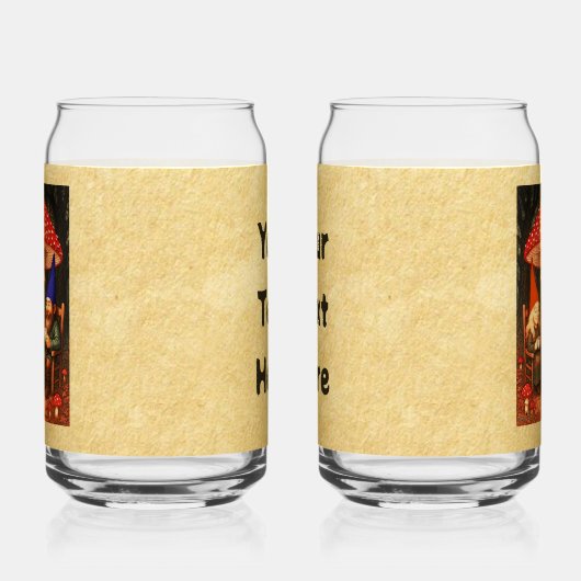 Amanita Mushroom en Gnomes Blikvorm Glas (Links)