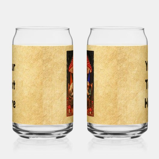 Amanita Mushroom en Gnomes Blikvorm Glas (Rechts)