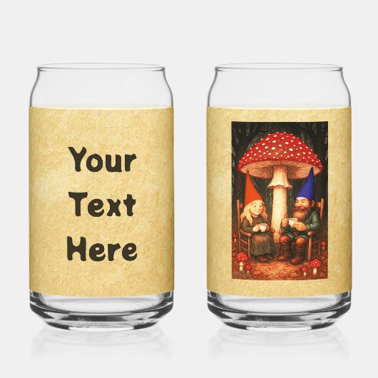 Amanita Mushroom en Gnomes Blikvorm Glas (Achterkant)