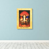 Amanita Mushroom en Gnomes Canvas Afdruk (Insitu (Houten vloer))