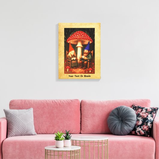 Amanita Mushroom en Gnomes Canvas Afdruk (Insitu (Woonkamer))