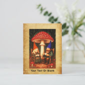 Amanita Mushroom en Gnomes Feestdagenkaart (Staand voorkant)