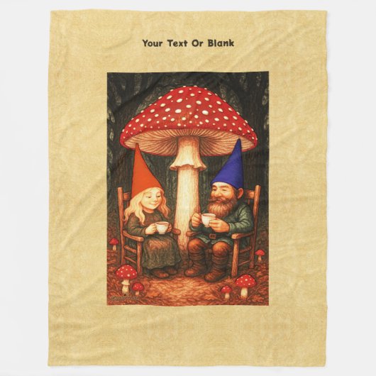 Amanita Mushroom en Gnomes Fleece Deken (Voorkant)