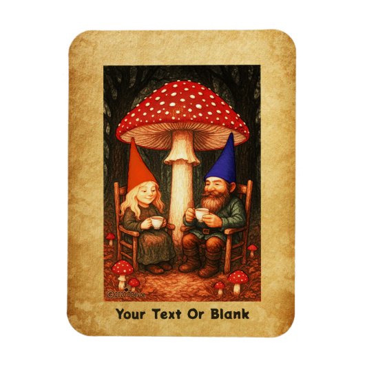 Amanita Mushroom en Gnomes Magneet (Verticaal)