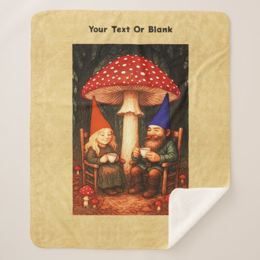 Amanita Mushroom en Gnomes Sherpa Deken (Voorkant)