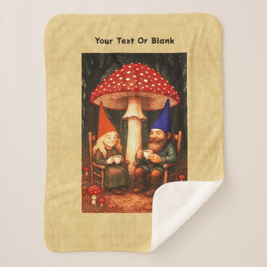 Amanita Mushroom en Gnomes Sherpa Deken (Voorkant)