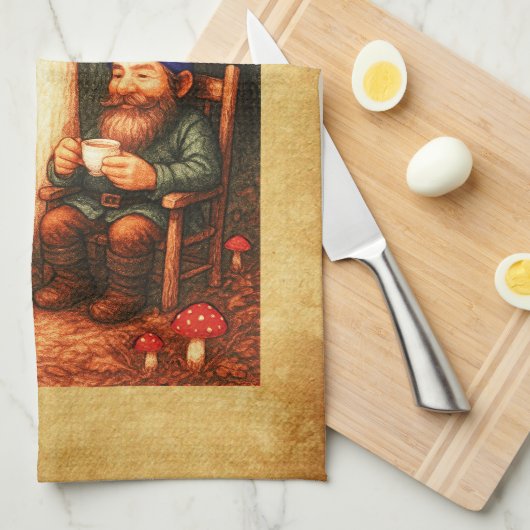 Amanita Mushroom en Gnomes Theedoek (Quarter Fold)