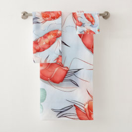 Amano Garnalen Waterverf Kleurrijke Patroon Bad Handdoek