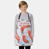 Amano Garnalen Waterverf Kleurrijke Patroon Schort (Gedragen)