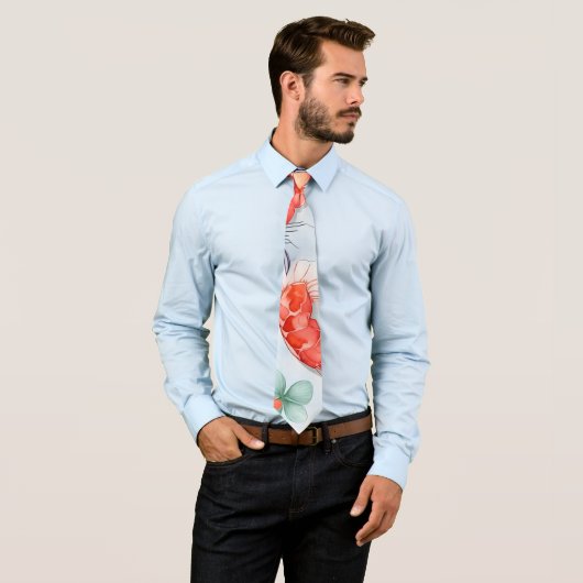 Amano Garnalen Waterverf Kleurrijke Patroon Stropdas (In situ)