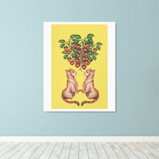 Amantes de frutillas canvas afdruk (Insitu (Houten vloer))