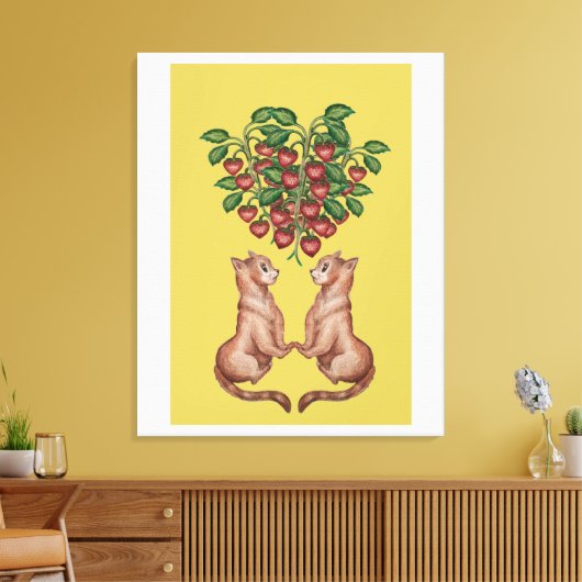 Amantes de frutillas canvas afdruk (Insitu (Woonkamer))