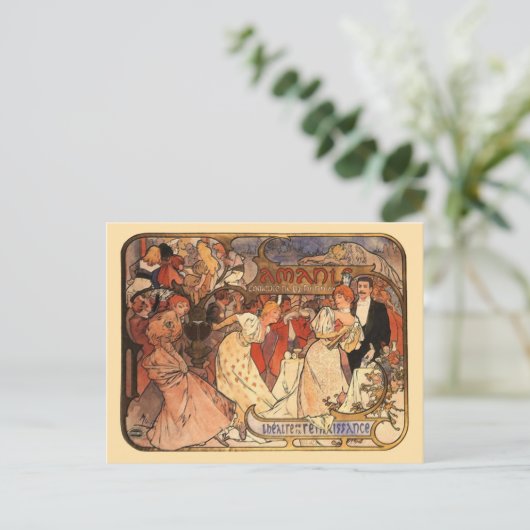 Amants, Alphonse Mucha Briefkaart (Staand voorkant)