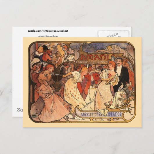 Amants, Alphonse Mucha Briefkaart (Voorkant / Achterkant)