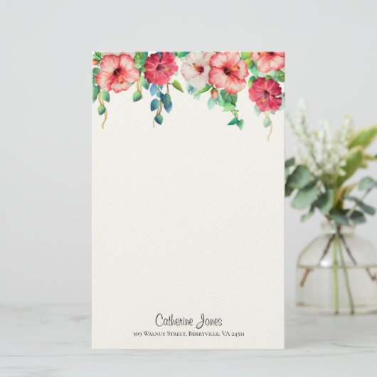 Amapola - Hibiscus Flower Stationery Briefpapier (Staand voorkant)