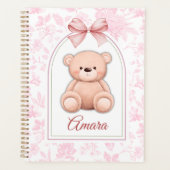Amara | Aangepaste Roze Teddybeer Nursery Design Planner (Voorkant)