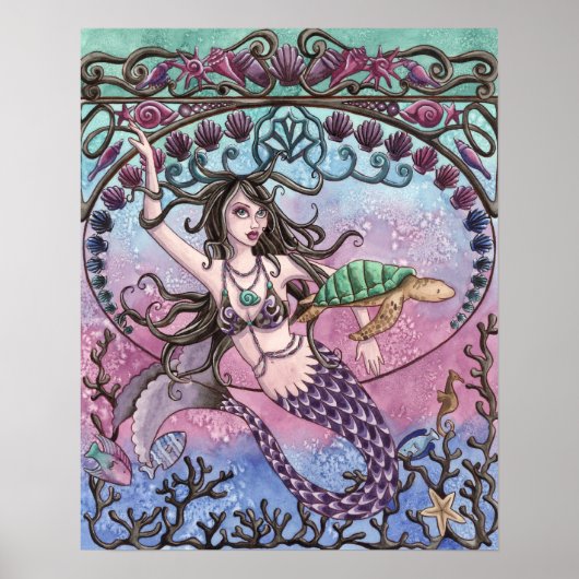 Amara - Art Nouveau Mermaid Poster (Voorkant)