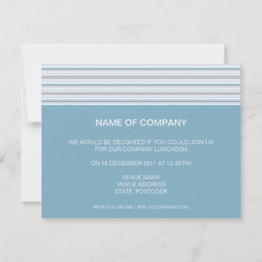 Amara Stripe Cornflower Corporate Luncheon Kaart (Achterkant)