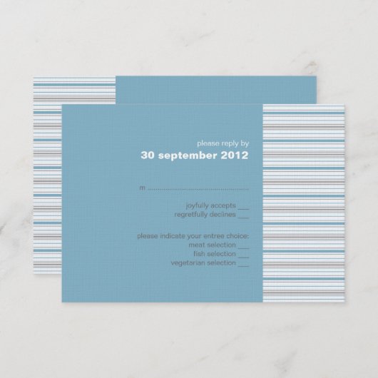 Amara Stripe Cornflower RSVP-kaartuitnodiging RSVP Kaartje (Voorkant / Achterkant)