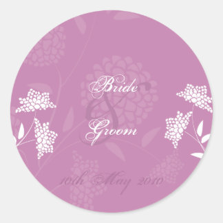 Amarant Bloemen Bruiloft Sticker :: Roze