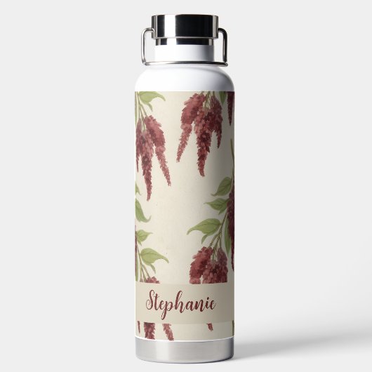 Amaranthus Flower Pattern Water Bottle Waterfles (Achterkant)