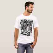 Amardillo die op een Vespa T-shirt rijdt (Voorkant volledig)
