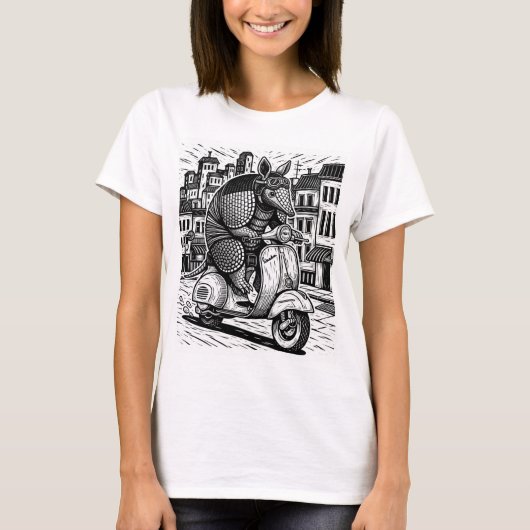 Amardillo riding a Vespa T-shirt (Voorkant)