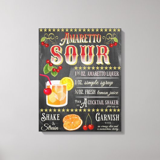 Amaretto Sour Chalkboard Recipe Canvas Afdruk (Voorkant)