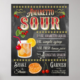 Amaretto Sour Chalkboard Recipe Poster