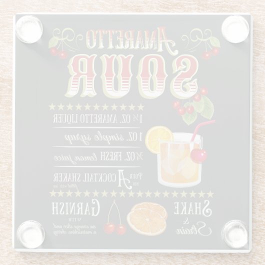 Amaretto Sour Recipe Glazen Onderzetter (Achterkant)