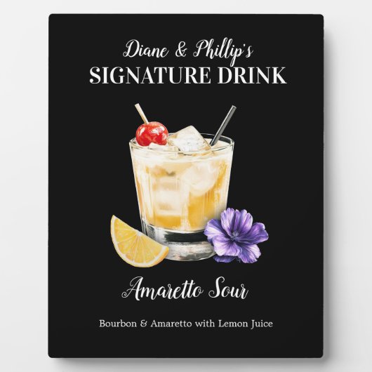 Amaretto Zure Drink Teken Sjabloon Teken Gepersona Fotoplaat (Voorkant)