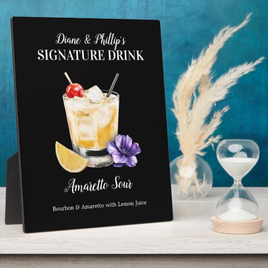 Amaretto Zure Drink Teken Sjabloon Teken Gepersona Fotoplaat (Zijkant)