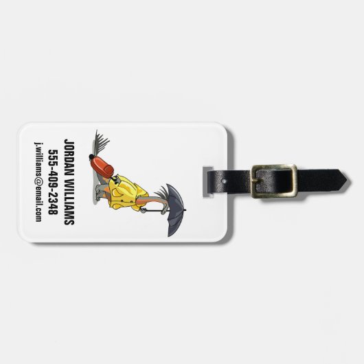 Amargasaurus Holding Paraplu en Koffer. Bagagelabel (Voorkant horizontaal)