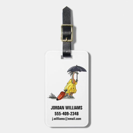 Amargasaurus Holding Paraplu en Koffer. Bagagelabel (Voorkant verticaal)