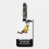 Amargasaurus Holding Paraplu en Koffer. Bagagelabel (Achterkant verticaal)