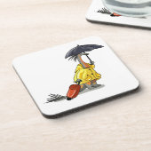 Amargasaurus Holding Paraplu en Koffer. Bier Onderzetter (Linkerzijde)