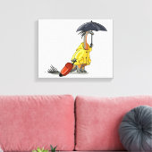 Amargasaurus Holding Paraplu en Koffer. Canvas Afdruk (Insitu (Woonkamer))