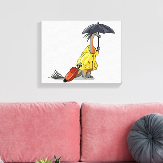 Amargasaurus Holding Paraplu en Koffer. Canvas Afdruk (Insitu (Woonkamer))