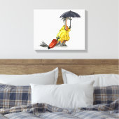 Amargasaurus Holding Paraplu en Koffer. Canvas Afdruk (Insitu (Slaapkamer))